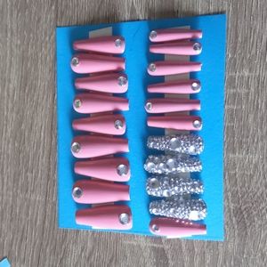 Pink Bejeweled Press On Nails